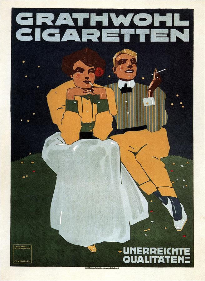 Grathwohl Cigaretten - German - Vintage Advertising Poster Mixed Media by Studio Grafiikka