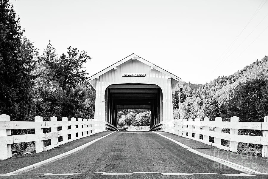Grave Creek Bridge - BW Photograph by Scott Pellegrin