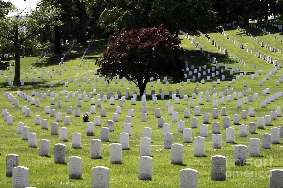 Graves at Arlington National Cemetery with watercolor effect Digital Art by William Kuta