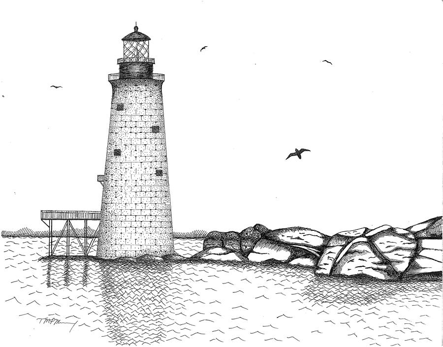 Graves Lighthouse Boston Drawing by Tim Murray