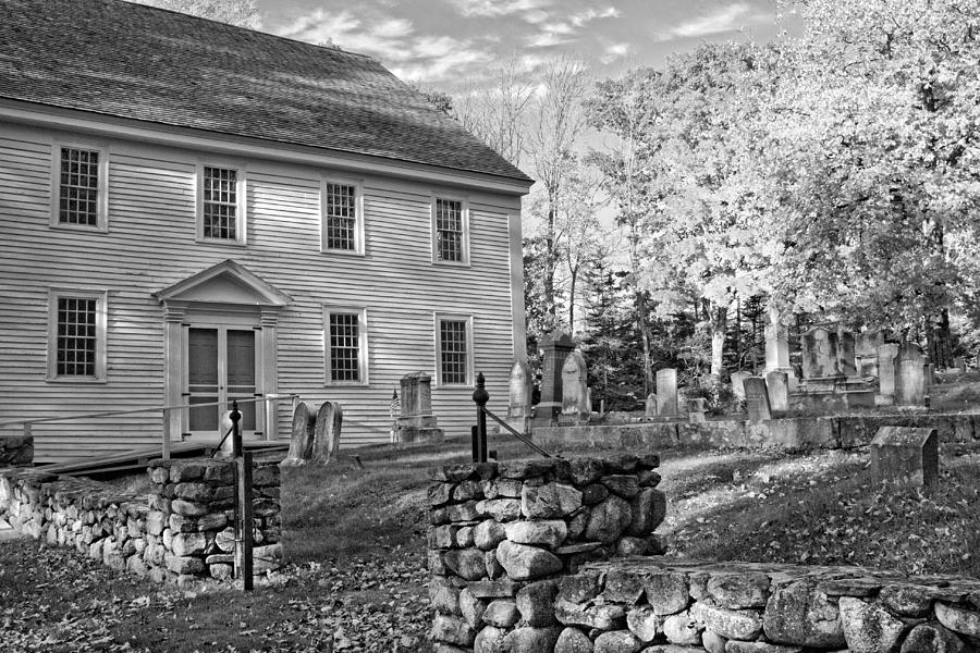 Graveyard Old Country Church Black and White Photo Photograph by Keith Webber Jr