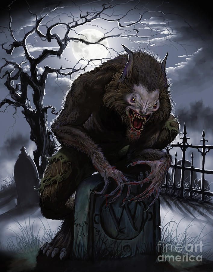 Graveyard Werewolf Digital Art by Stanley Morrison