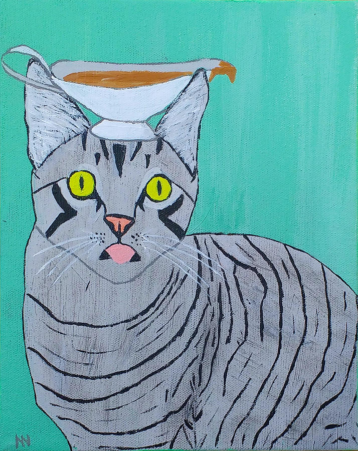 Cat Painting - Gravy by Nick Nestle