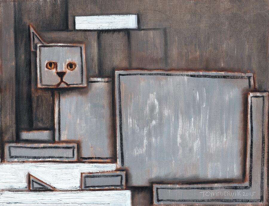 Cat Painting - Tommervik Gray And White Cat Art Print by Tommervik Cat Painting - Tommervik Gray And White Cat Art Print by Tommervik