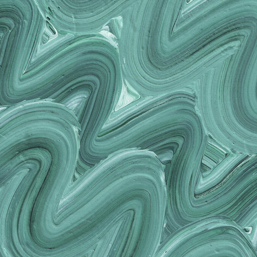 Abstract Painting - Gray Blue Waves Organic Abstract For Interior Decor X by Irina Sztukowski