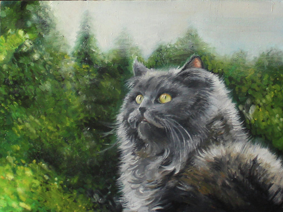 Gray cat Painting by Ana Ninashvili - Fine Art America