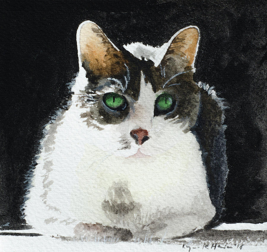 Gray Cat Painting by Lynn Hansen