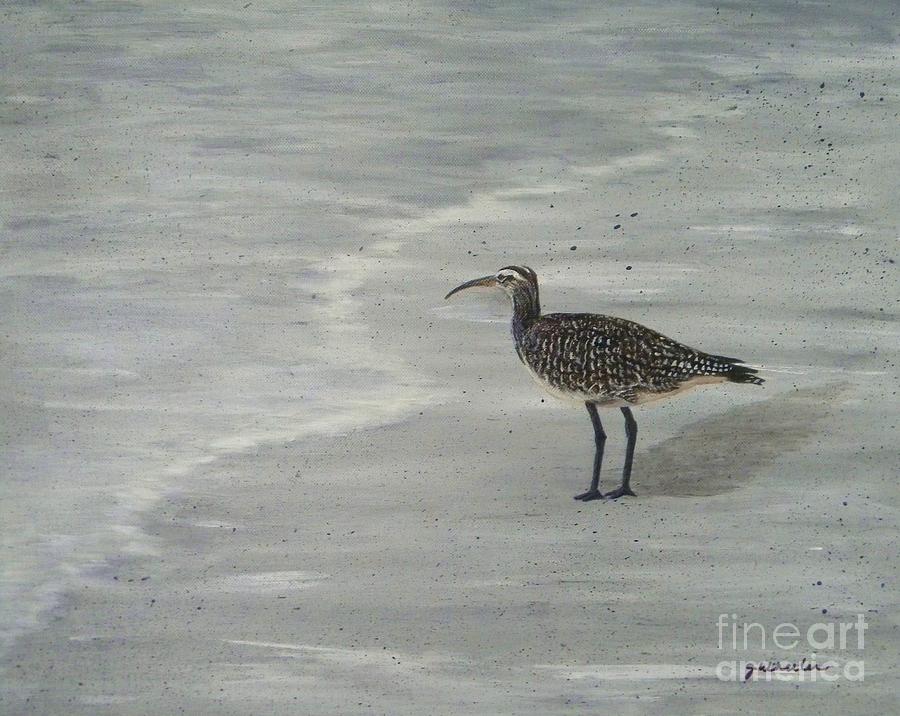 Sandpiper Painting - Gray Day by JoAnn Wheeler