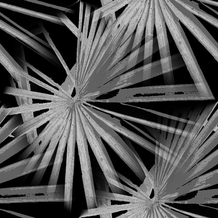 Gray Grey On Black Tropical Vibes Beach Palmtree Vector Digital Art by Taiche Acrylic Art