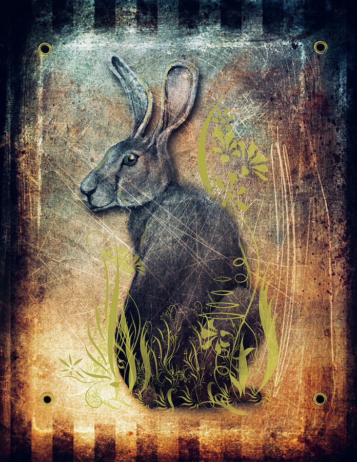 Gray Rabbit Mixed Media by Elizabeth Gyles Johnson