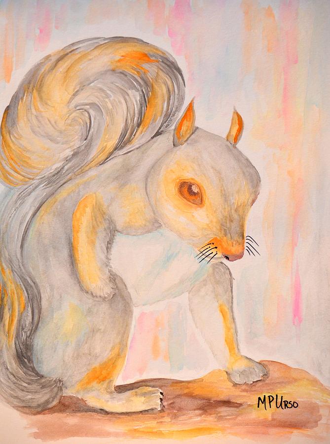 Gray Squirrel - Watercolor Painting by Maria Urso