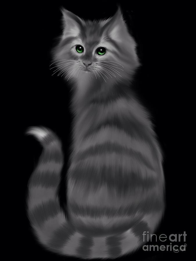 Gray Striped Cat Painting by Nick Gustafson