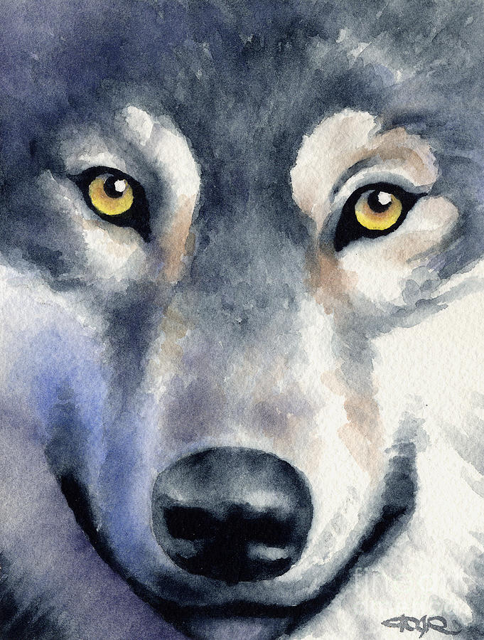 Wolves Painting - Gray Wolf by David Rogers