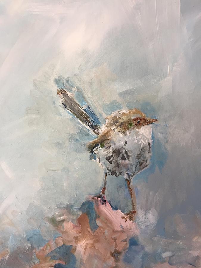 Gray Wren Painting by Karen Ahuja