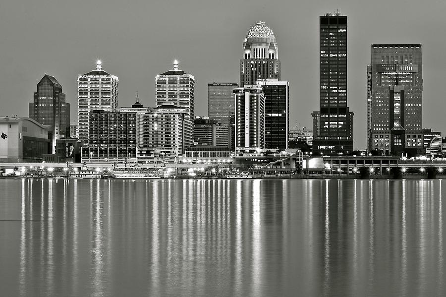 Grayscale Louisville Lights Photograph by Frozen in Time Fine Art Photography