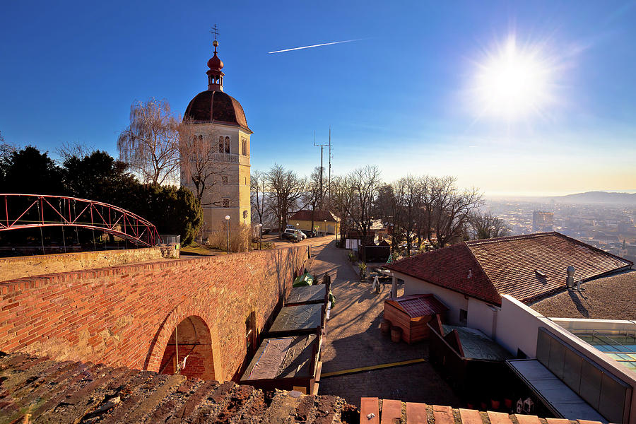 Graz view from Schlossberg at sunset Photograph by Brch Photography