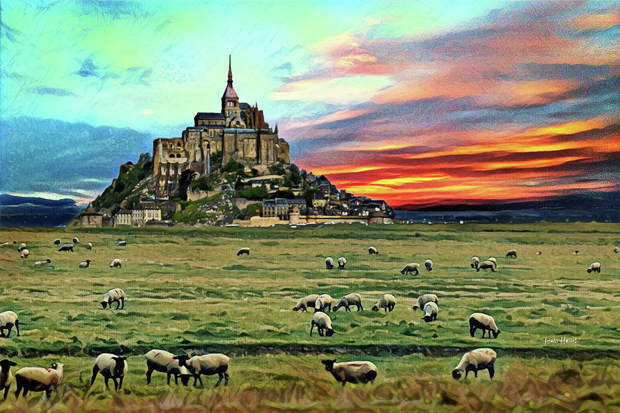 Grazing at Mont Saint Michel Digital Art by Russ Harris