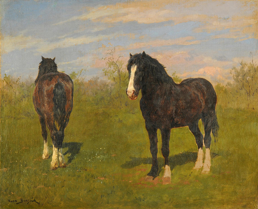 Grazing Horses Painting by Rosa Bonheur
