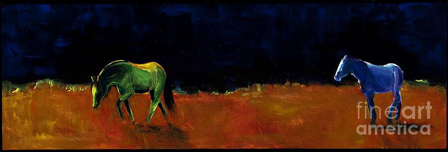 Horse Painting - Grazing In The Moonlight by Frances Marino