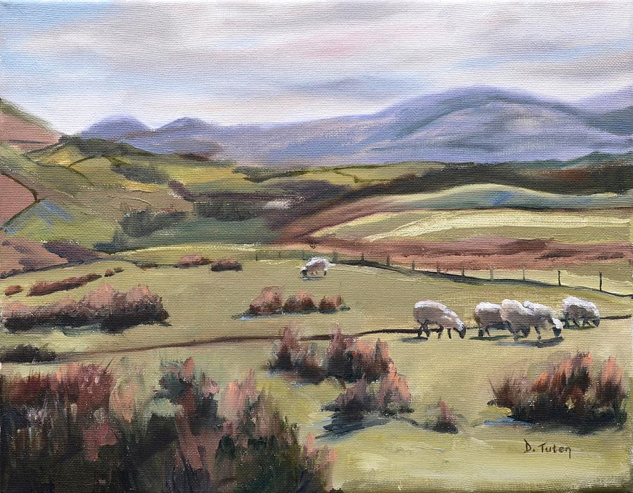 Grazing Sheep Painting by Donna Tuten