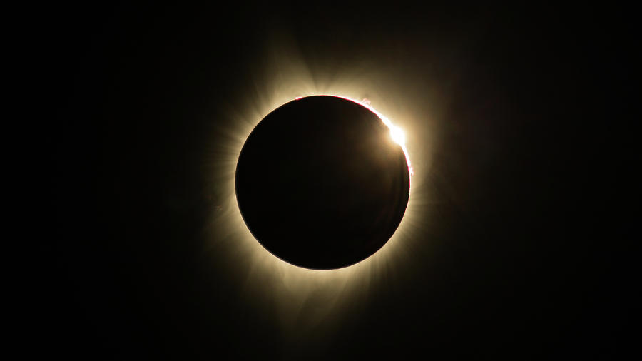 Space Photograph - Great American Eclipse Diamond Ring16x9 Totality Square as seen in Albany, Oregon. by John King