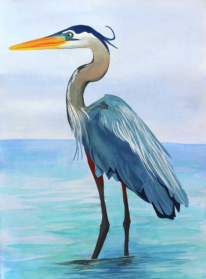 Great Blue Heron Painting by Aria La Faye Pixels