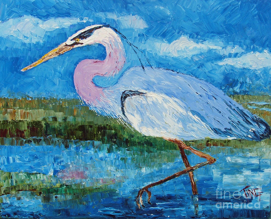 Great Blue Heron Painting by Doris Blessington