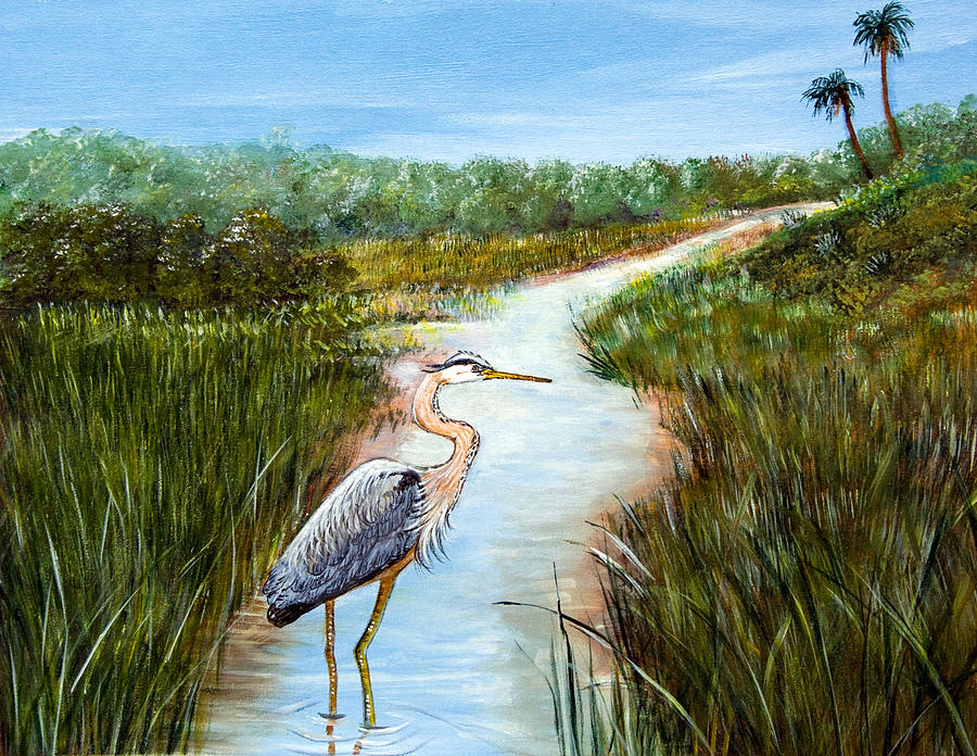 Great Blue Heron Painting by Dorothy Riley