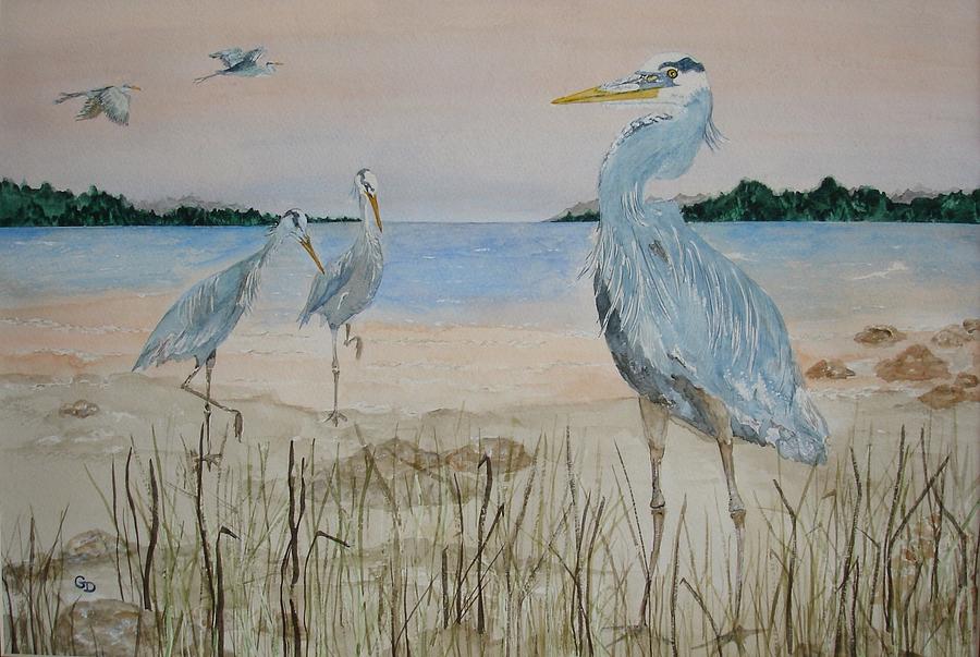 Great Blue Heron Painting by Georgia Donovan