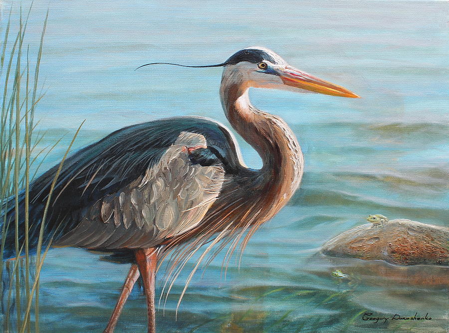 Great Blue Heron Painting By Gregory Doroshenko Fine Art America   Great Blue Heron Gregory Doroshenko 