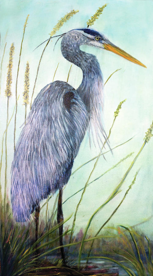 Great Blue Heron Painting by Loretta Luglio