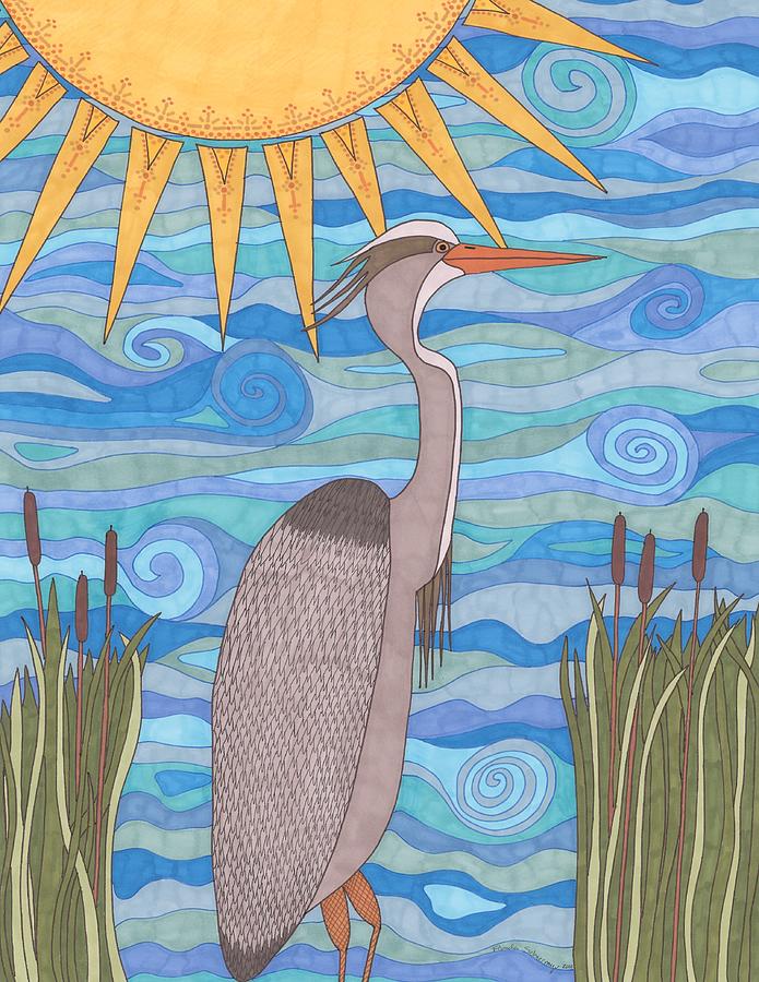 Great Blue Heron Drawing by Pamela Schiermeyer