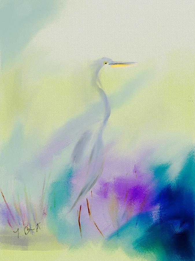 Great Blue Heron Sillouette Abstract Digital Art by Frank Bright