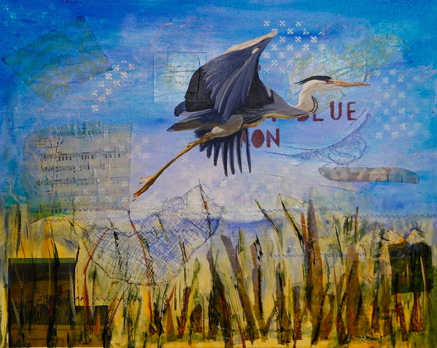 Great Blue Heron Painting by Terry Honstead