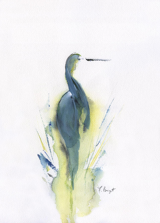 Blue Heron Turning Painting by Frank Bright