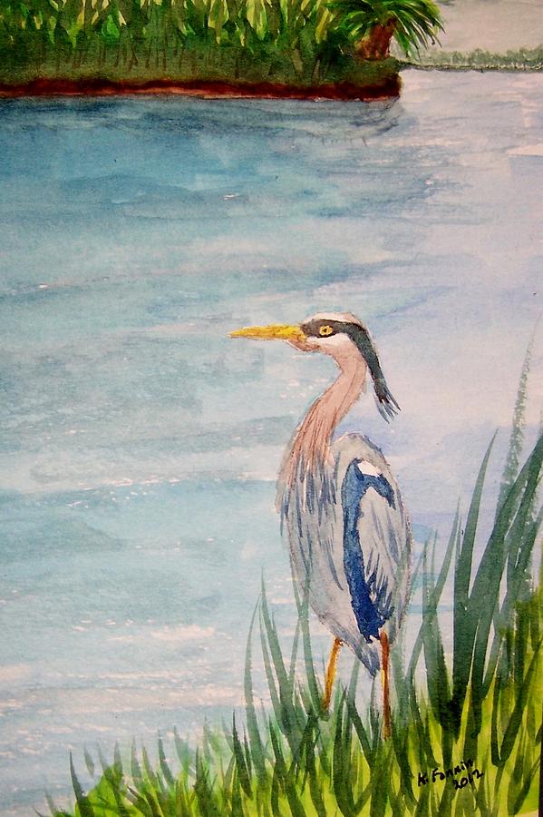 Great Blue Heron Two Painting by B Kathleen Fannin