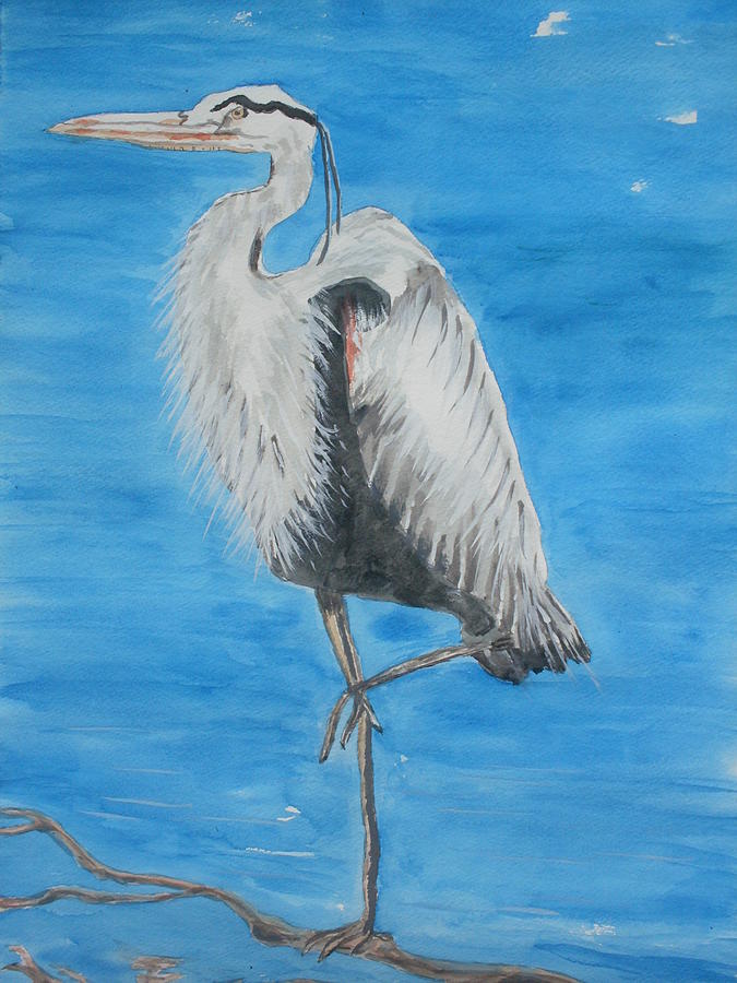 Great Blue Heron Painting by Warren Thompson