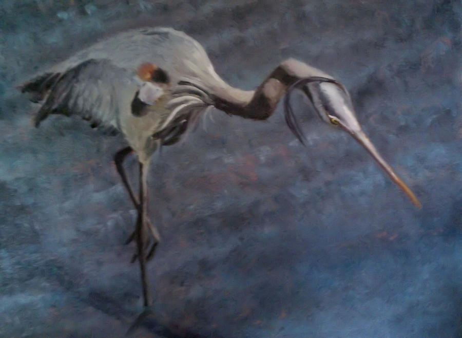 Heron Painting - Great Blue Heron by Wendie Thompson