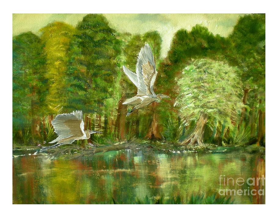 Great Blue Herons Painting by Hal Newhouser - Pixels