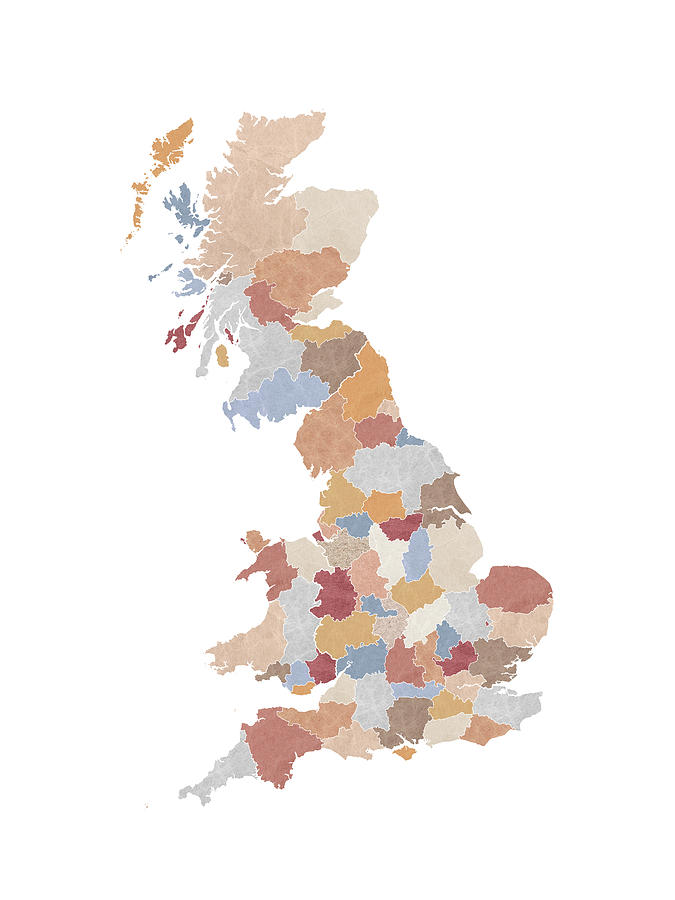 Great Britain Map Crumpled Kraft Paper Design Digital Art by Andy ...