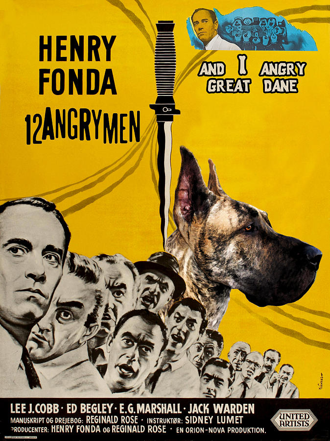 Great Dane Art Canvas Print - 12 Angry Men Movie Poster Painting by Sandra Sij