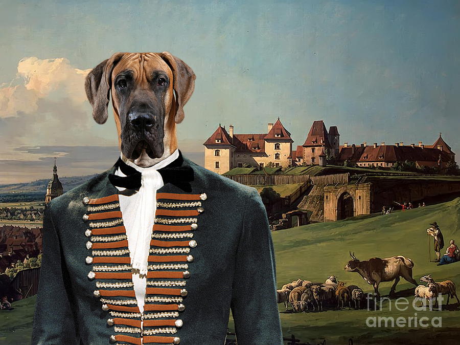  Great Dane Art - The Baron and castle Painting by Sandra Sij