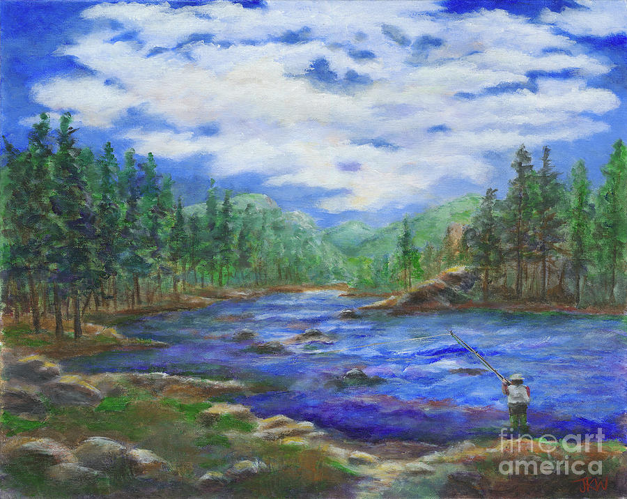 Great Day for Fishing Painting by Judith Whittaker