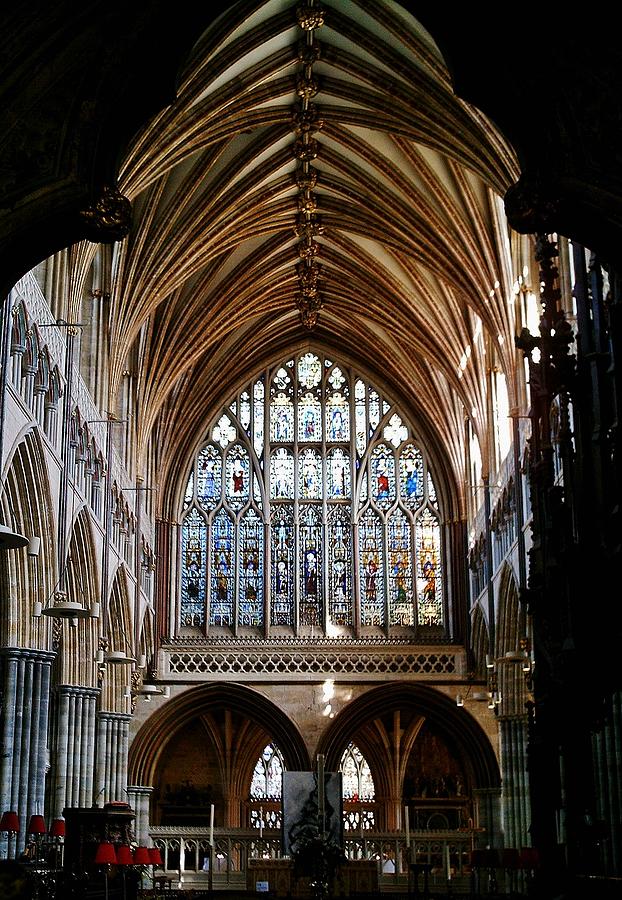 Architecture Photograph - Great East Window Exeter Cathedral by Richard Brookes