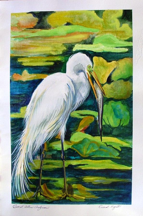 Great Egret Painting by Carol Allen Anfinsen