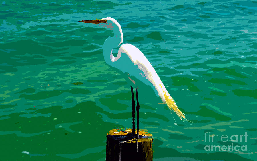 Great Egret Emerald Sea Painting by David Lee Thompson