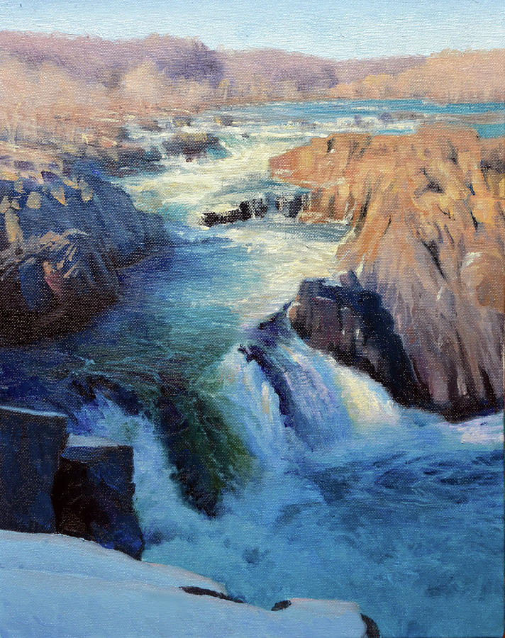 Great Falls Winter Painting by Armand Cabrera