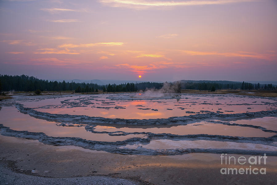 Great Fountain Geyser Sunset Reflections Photograph by Michael Ver Sprill