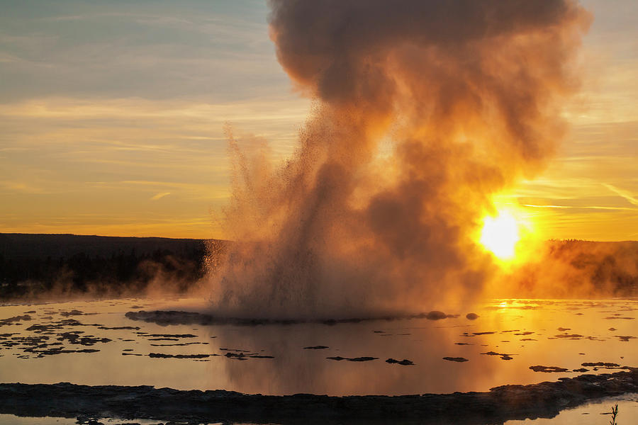 Great Fountain Geyser Sunset - Yellowstone National Park Photograph by Brian Harig