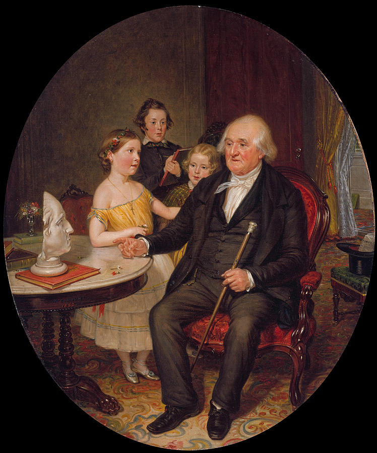 William Sidney Mount Painting - Great-Grand-Fathers Tale of the Revolution. A Portrait of Reverend Zachariah Greene by William Sidney Mount